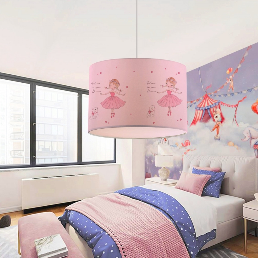Taklampa för barn CANDY 1xE27/40W/230V rosa