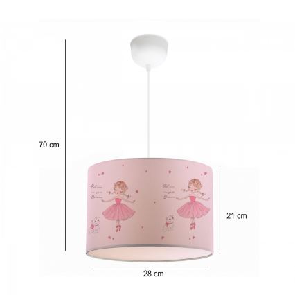 Taklampa för barn CANDY 1xE27/40W/230V rosa