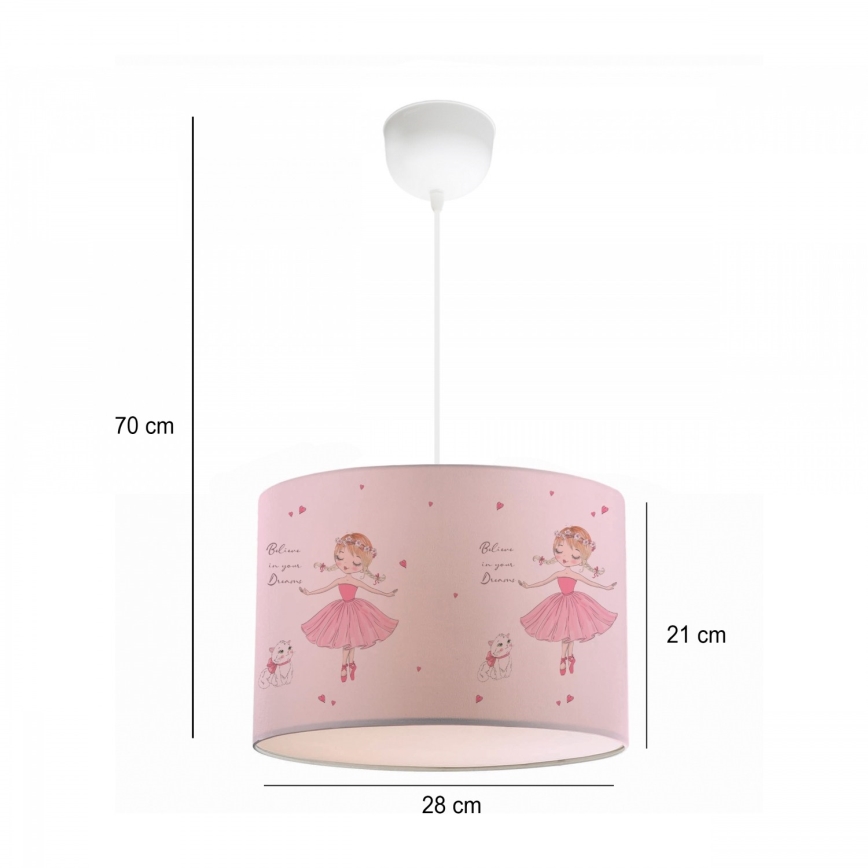 Taklampa för barn CANDY 1xE27/40W/230V rosa