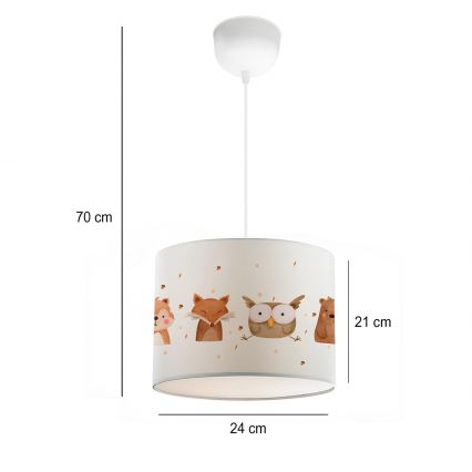 Taklampa för barn CANDY 1xE27/40W/230V vit/brun
