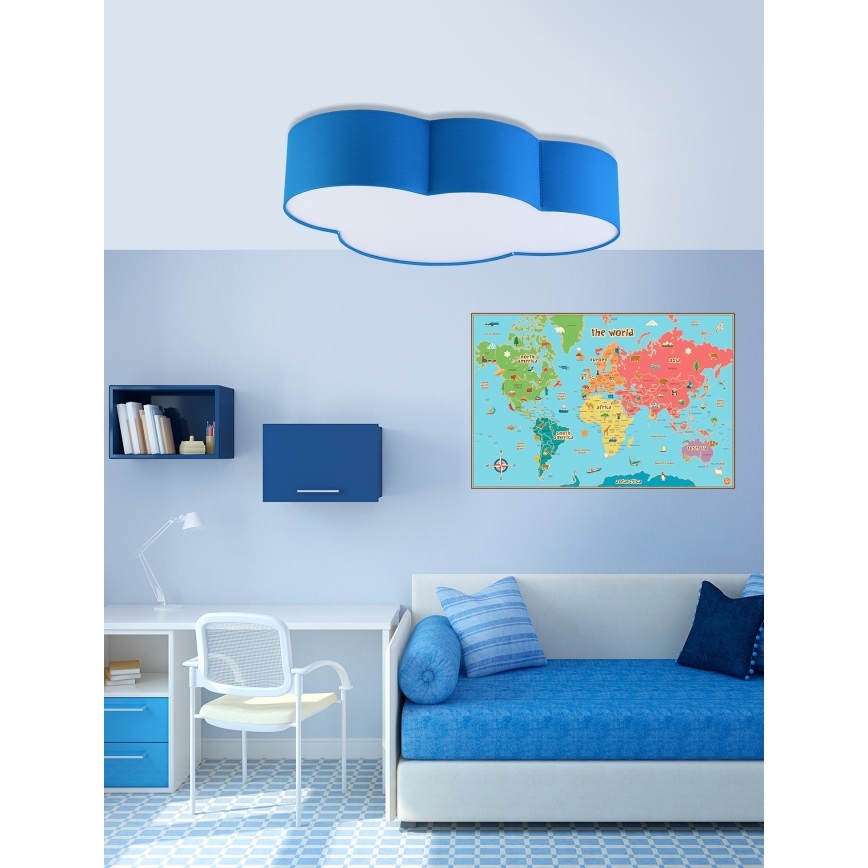 Taklampa för barn  CLOUD 4xE27/15W/230V blå