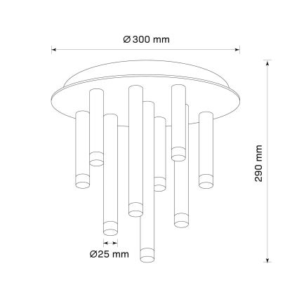 Taklampa GLAM 9xG9/8W/230V svart