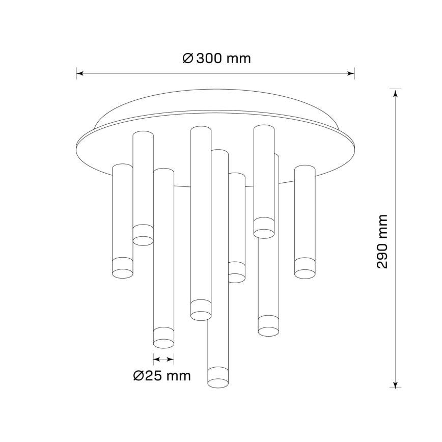 Taklampa GLAM 9xG9/8W/230V svart