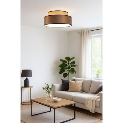 Taklampa GRACE 1xE27/60W/230V beige/brun