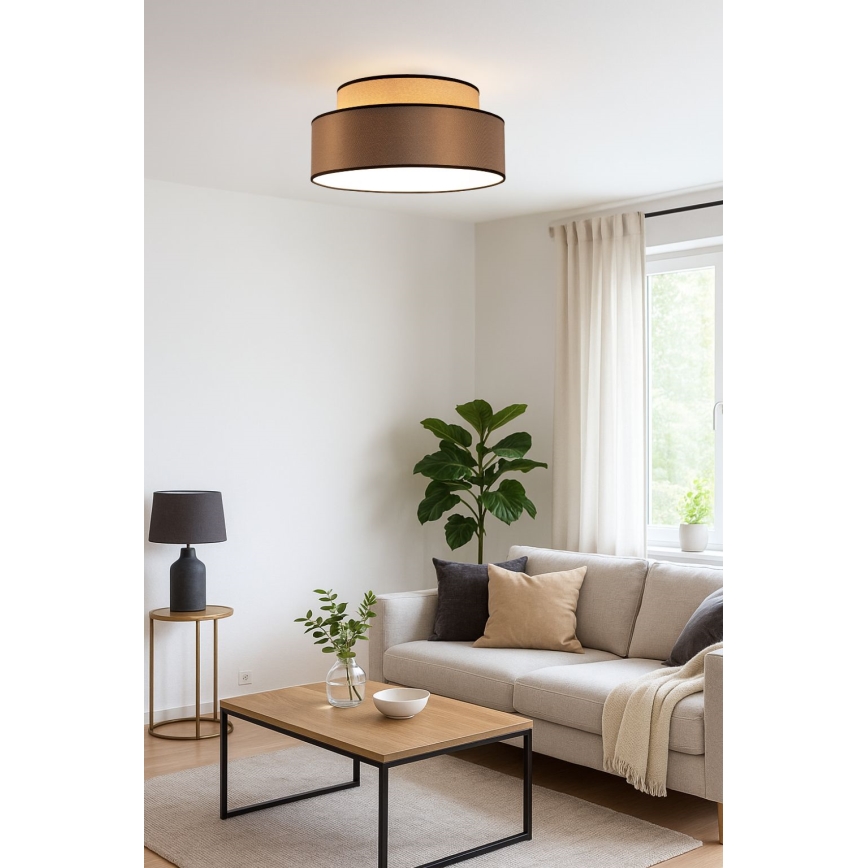 Taklampa GRACE 1xE27/60W/230V beige/brun