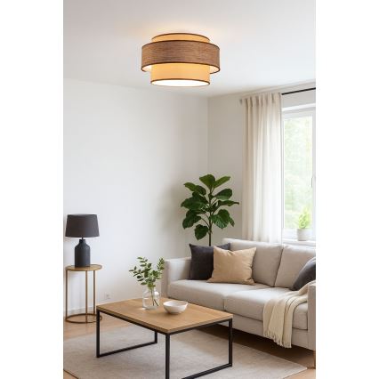 Taklampa GRACE 1xE27/60W/230V beige/brun