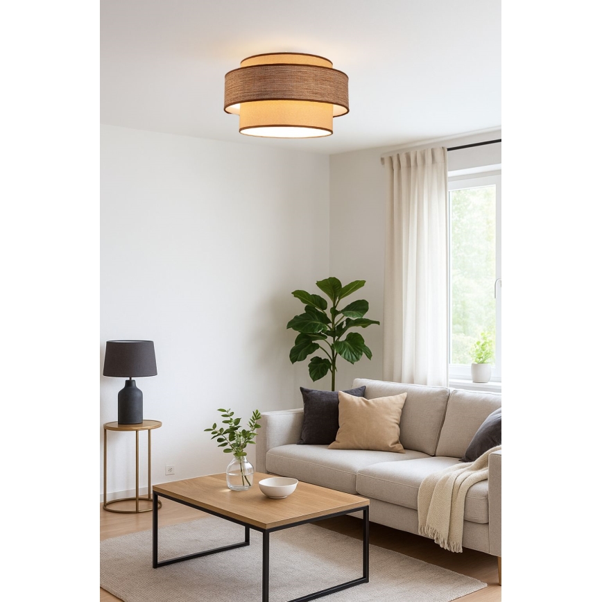 Taklampa GRACE 1xE27/60W/230V beige/brun