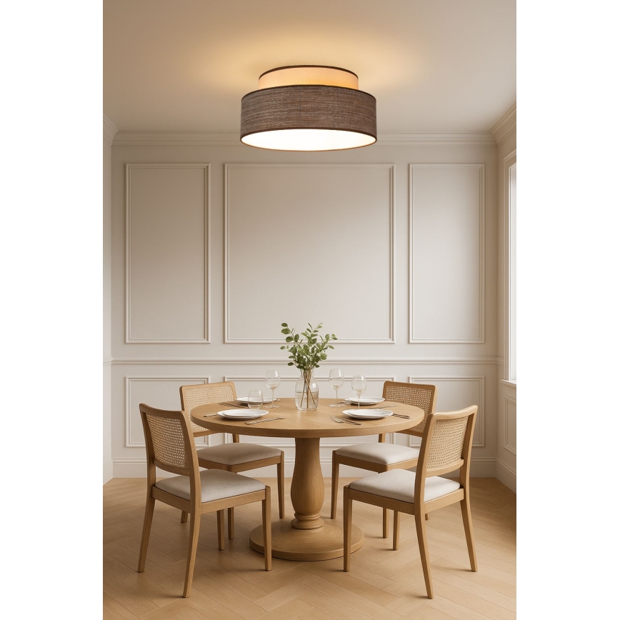 Taklampa GRACE 1xE27/60W/230V grädde/brun