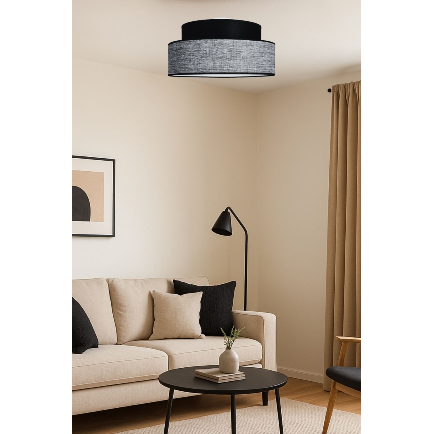 Taklampa GRACE 1xE27/60W/230V svart/grå