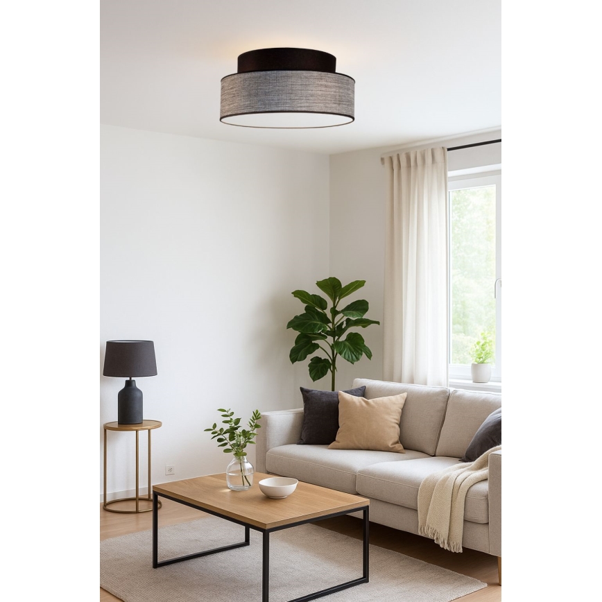 Taklampa GRACE 1xE27/60W/230V svart/grå