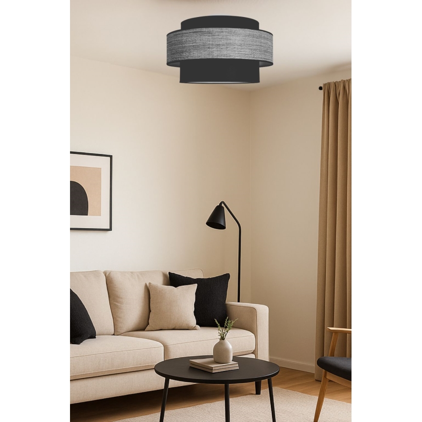 Taklampa GRACE 1xE27/60W/230V svart/grå