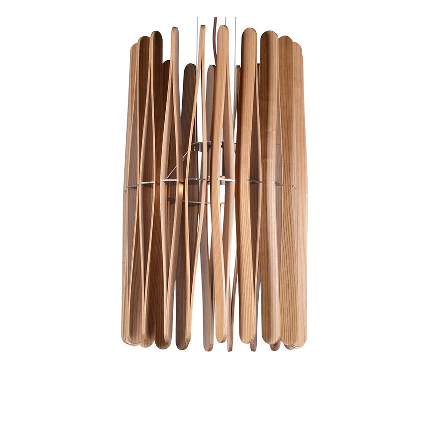 Taklampa i trä med sladd 1xE27/60W/230V Ø 38 cm i massiv ask/gummiträ