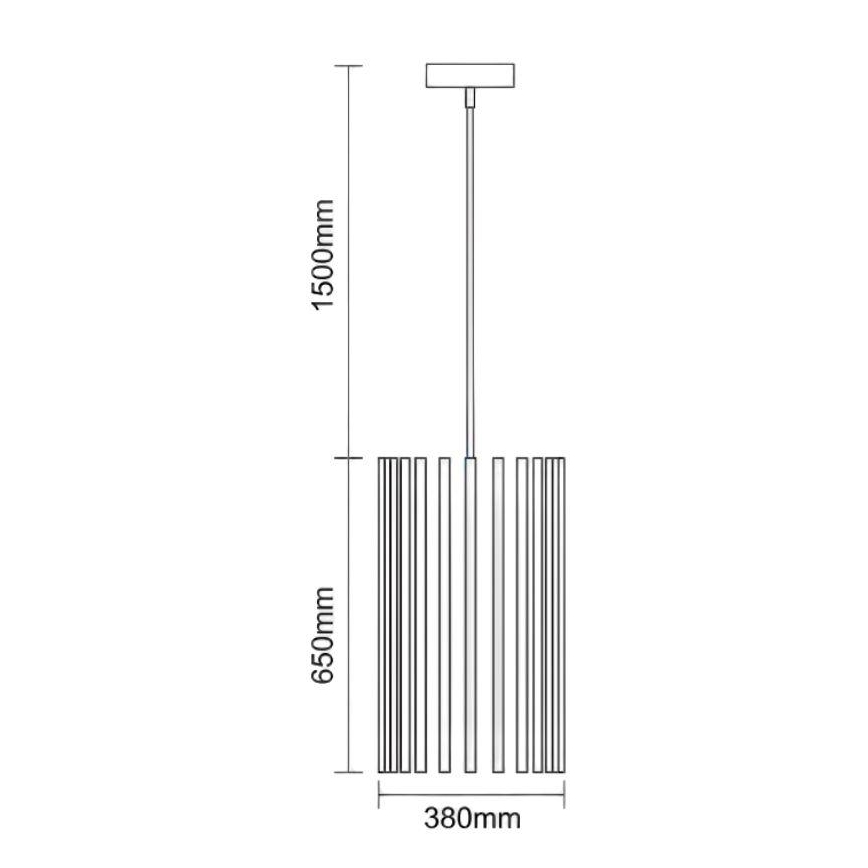 Taklampa i trä med sladd 1xE27/60W/230V Ø 38 cm i massiv ask/gummiträ