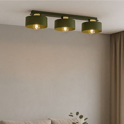 Taklampa IGNIA 3xE27/60W/230V grön