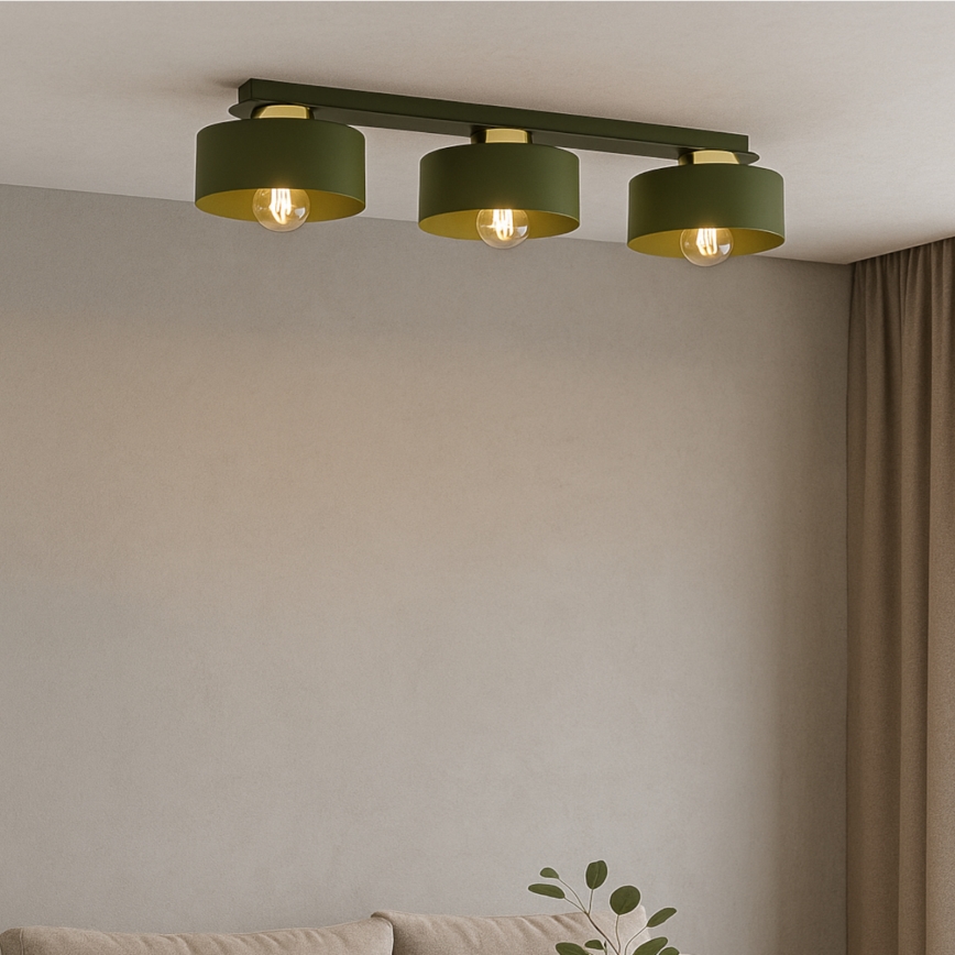 Taklampa IGNIA 3xE27/60W/230V grön