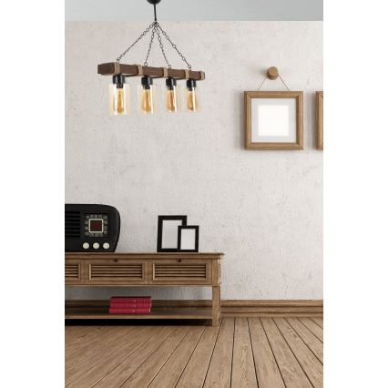 Taklampa JASMIN 4xE27/40W/230V brun/beige