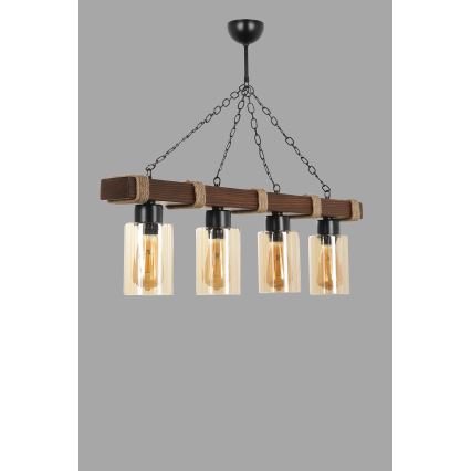 Taklampa JASMIN 4xE27/40W/230V brun/beige