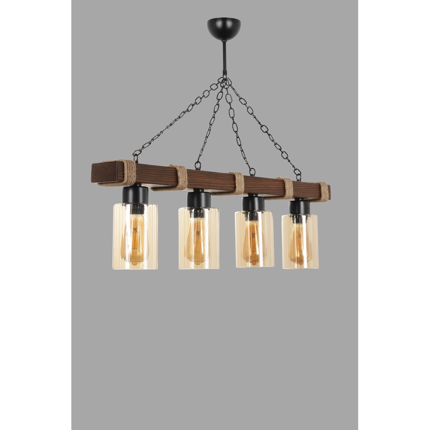 Taklampa JASMIN 4xE27/40W/230V brun/beige