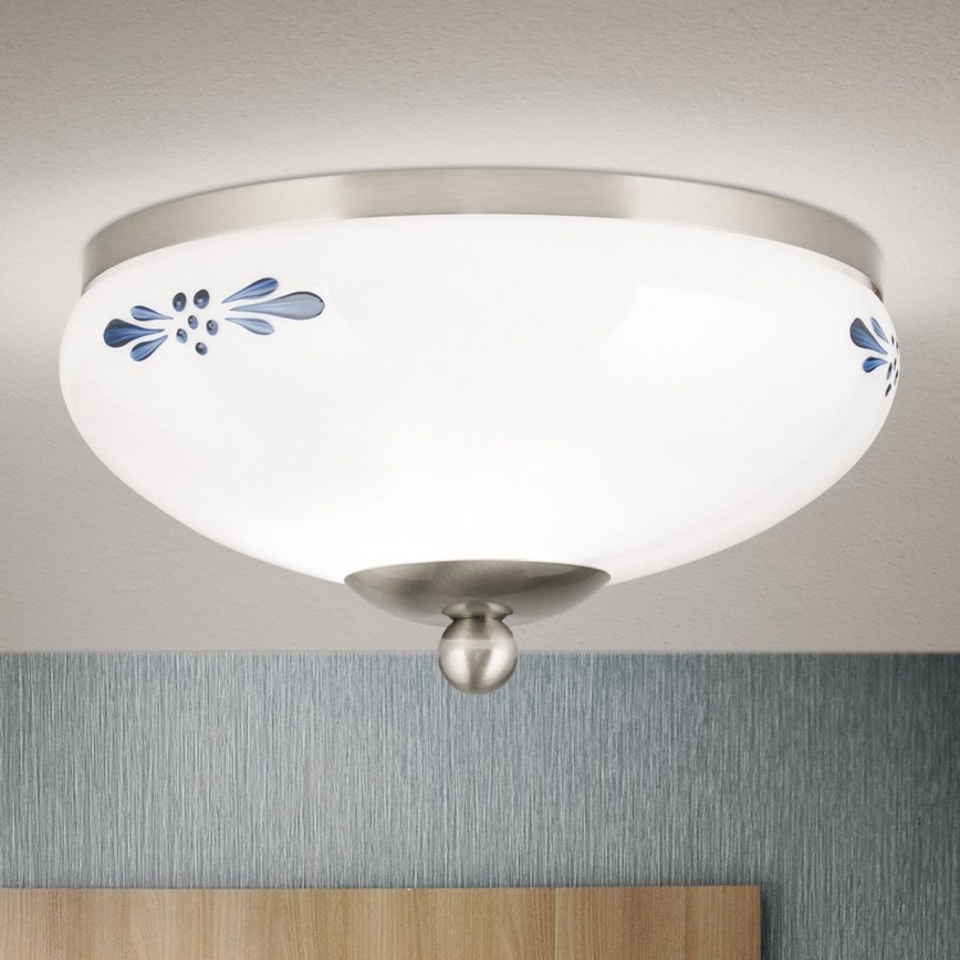 Taklampa LANDHAUS 1xE27/60W/230V diameter 21 cm matt krom/vit
