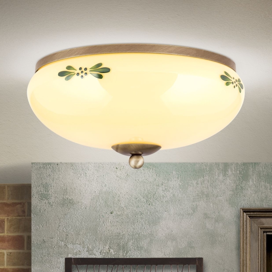 Taklampa LANDHAUS 2xE27/60W/230V diameter 28 cm brons/beige