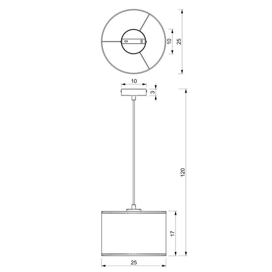 Taklampa på kabel LOFT SHADE 1xE27/60W/230V Ø 25 cm vit/guld
