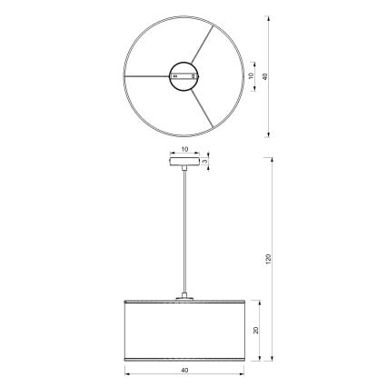 Taklampa på kabel LOFT SHADE 1xE27/60W/230V Ø 40 cm svart/guld