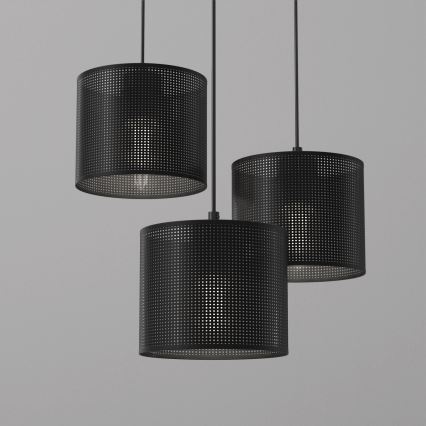 Taklampa på kabel LOFT SHADE 3xE27/60W/230V svart