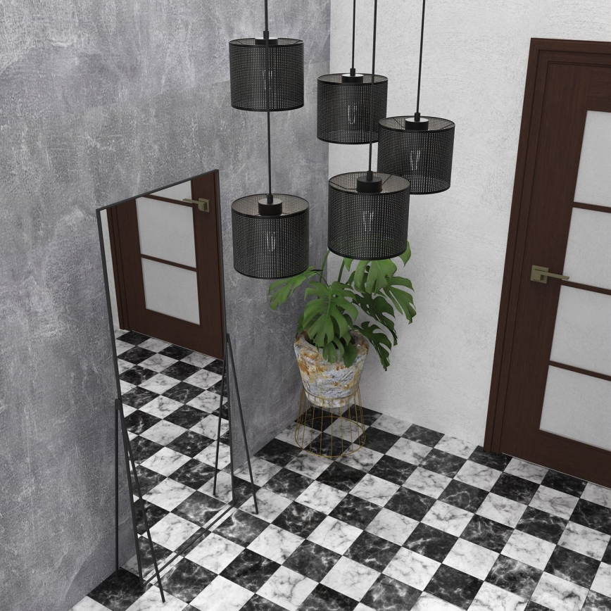 Taklampa på kabel LOFT SHADE 5xE27/60W/230V svart