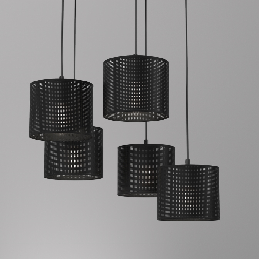 Taklampa på kabel LOFT SHADE 5xE27/60W/230V svart