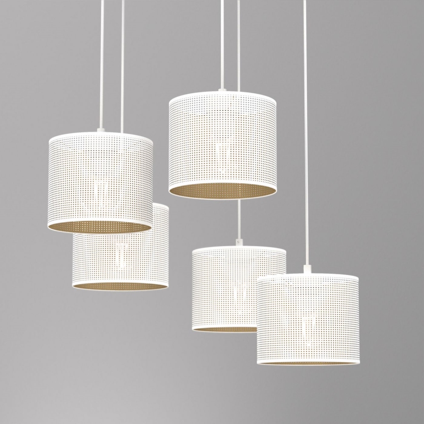 Taklampa på kabel LOFT SHADE 5xE27/60W/230V vit/guld