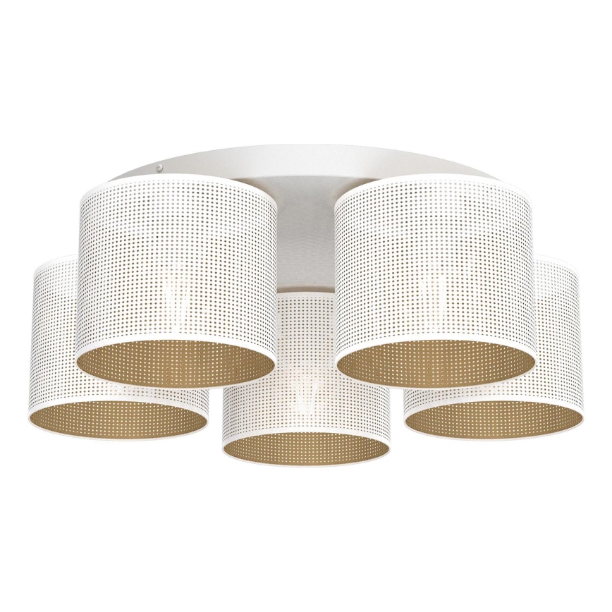 Taklampa LOFT SHADE 5xE27/60W/230V vit/guld, infälld montage
