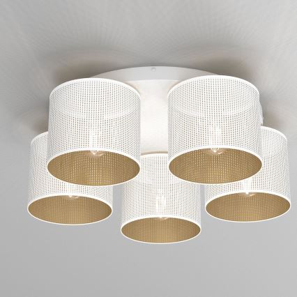 Taklampa LOFT SHADE 5xE27/60W/230V vit/guld, infälld montage