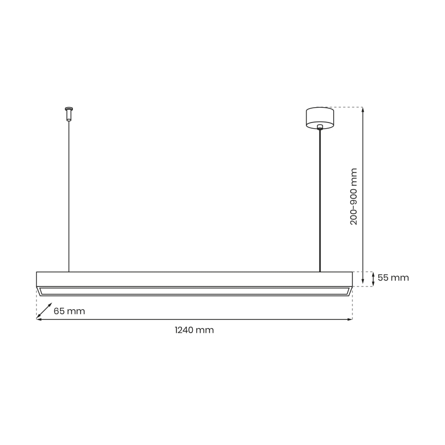 Taklampa på kabel LUNGO T8 1xG13/18W/230V svart
