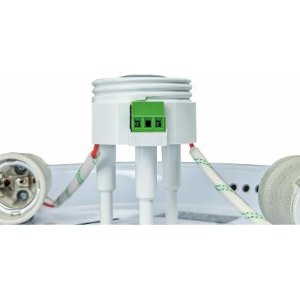 Taklampa med rörelsesensor och skymningssensor MANA 2xE27/40W/230V Ø 30 cm vit