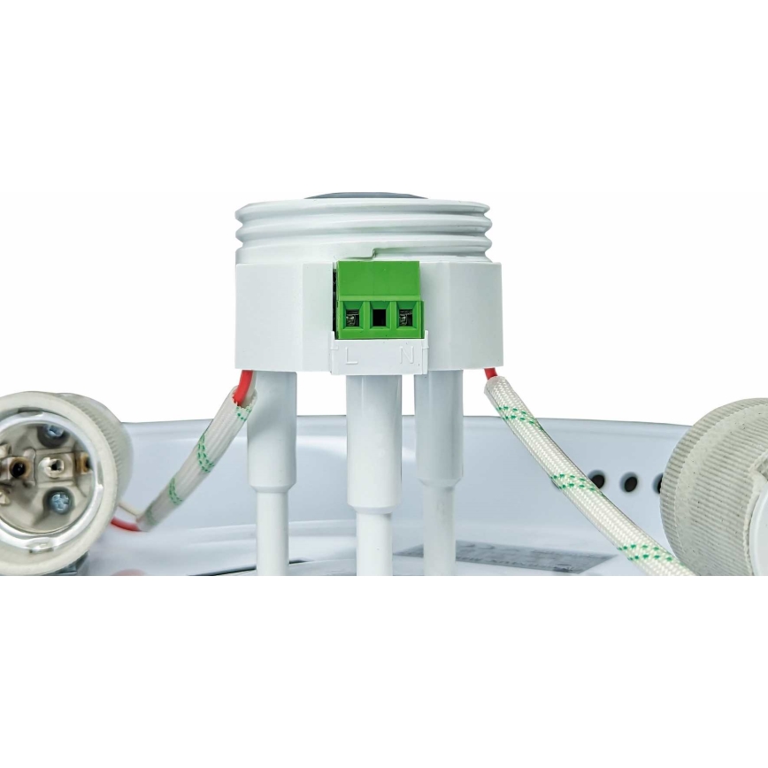 Taklampa med rörelsesensor och skymningssensor MANA 2xE27/40W/230V Ø 30 cm vit