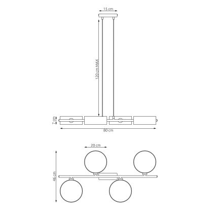 Taklampa med kabel DRUMZ 4xE14/10W/230V grå