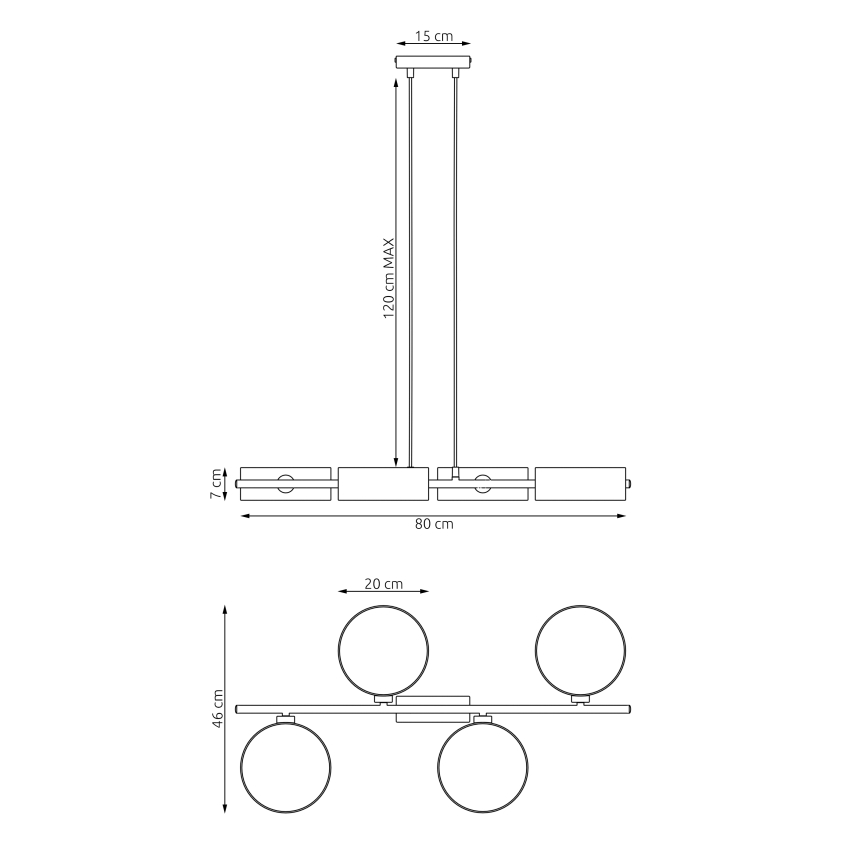 Taklampa med kabel DRUMZ 4xE14/10W/230V grå