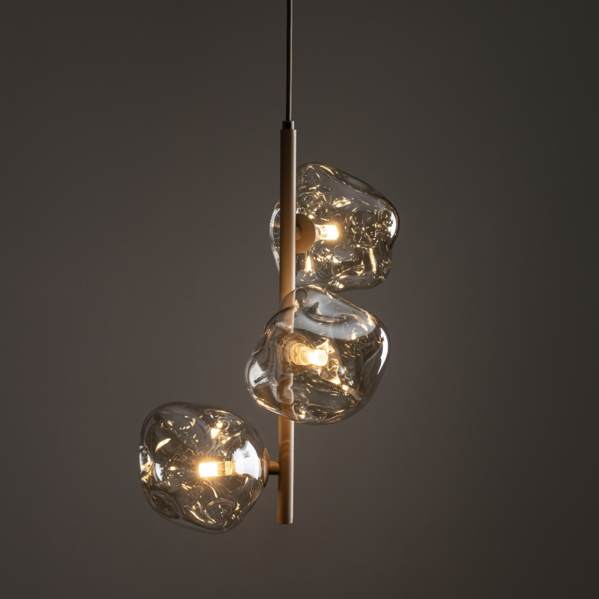 Taklampa med kabel LAVA 3xG9/8W/230V beige/rökfärgad beige