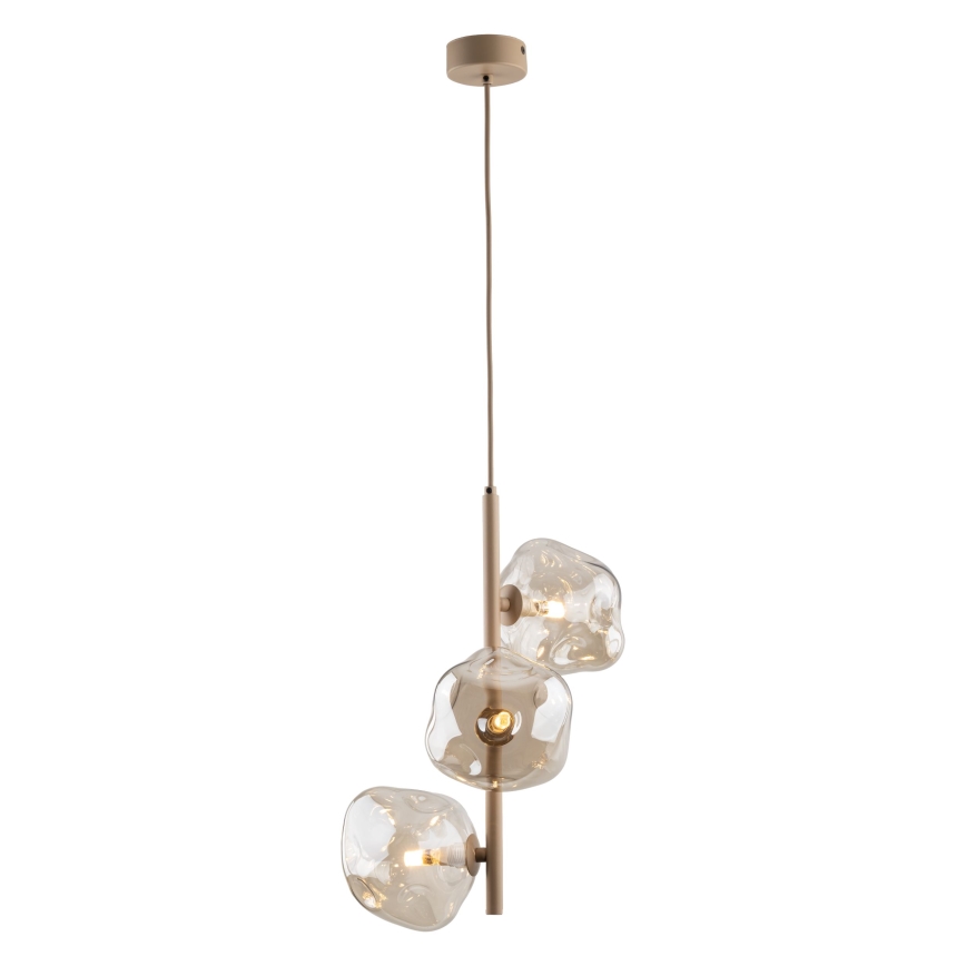 Taklampa med kabel LAVA 3xG9/8W/230V beige/rökfärgad beige