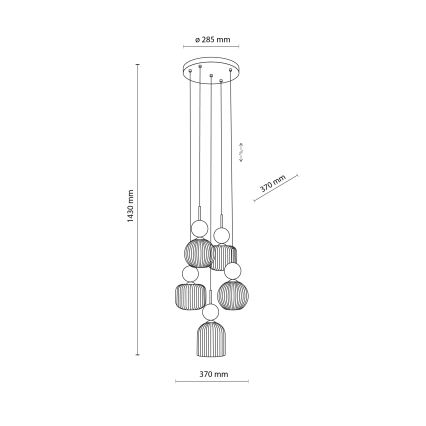 Taklampa med kabel SOPHIA 5xE14/10W/230V svart/grön/rökbeige