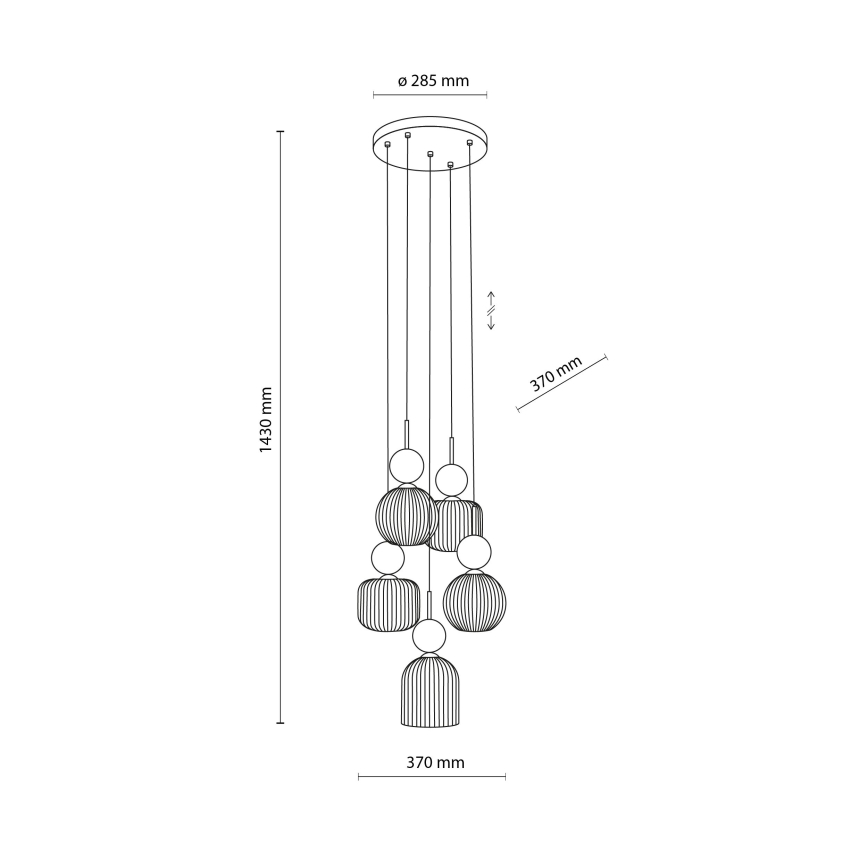 Taklampa med kabel SOPHIA 5xE14/10W/230V svart/grön/rökbeige