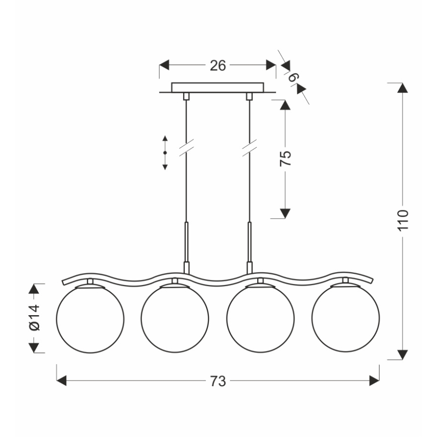 Taklampa med kabelupphängning LUMOS 4xG9/20W/230V rökig svart