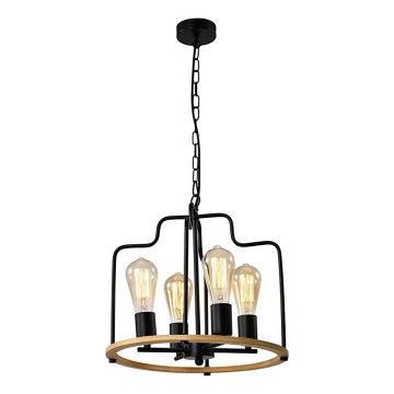 Taklampa med kedja DATUS 4xE27/40W/230V svart/brun