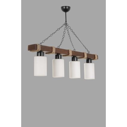 Taklampa med kedja JASMIN 4xE27/40W/230V brun/vit