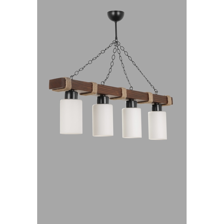 Taklampa med kedja JASMIN 4xE27/40W/230V brun/vit