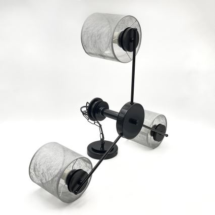 Taklampa med kedja ROSA 3xE27/60W/230V svart/grå