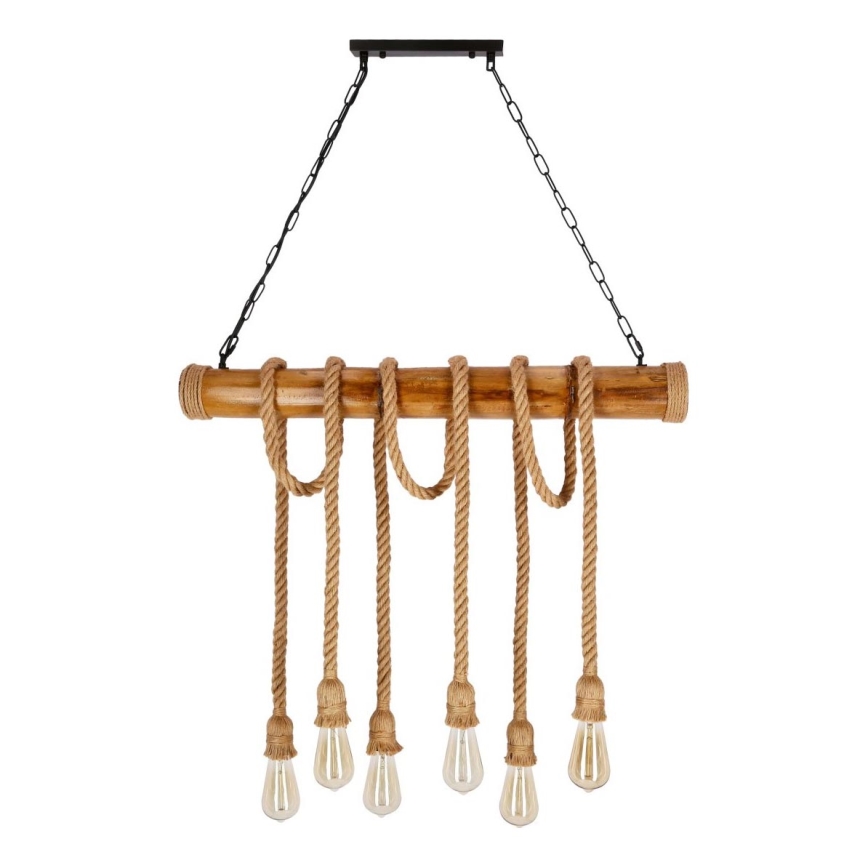 Taklampa med kedja VINT 6xE27/40W/230V bambu
