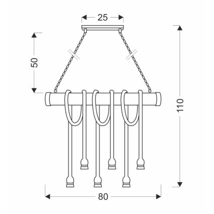 Taklampa med kedja VINT 6xE27/40W/230V bambu