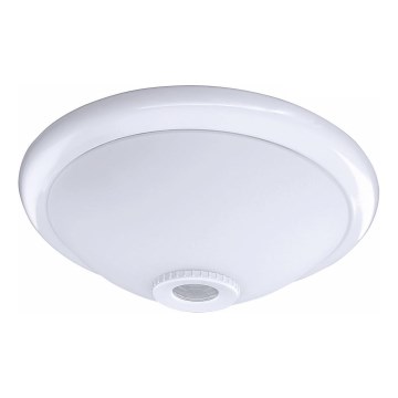 Taklampa med rörelsesensor och skymningssensor MANA 2xE27/40W/230V Ø 30 cm vit