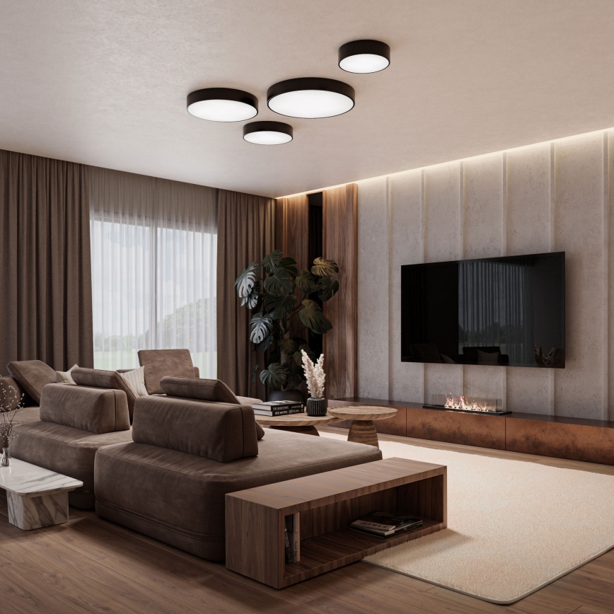 Taklampa med sensor CLEO 4xE27/24W/230V d. 50 cm svart